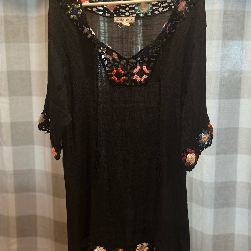 Beach By Exist Black Crochet Swim Coverup